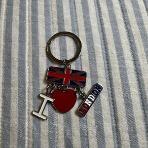 I Love London Keychain Union Jack British Flag Heart Enamel Souvenir Silver Tone